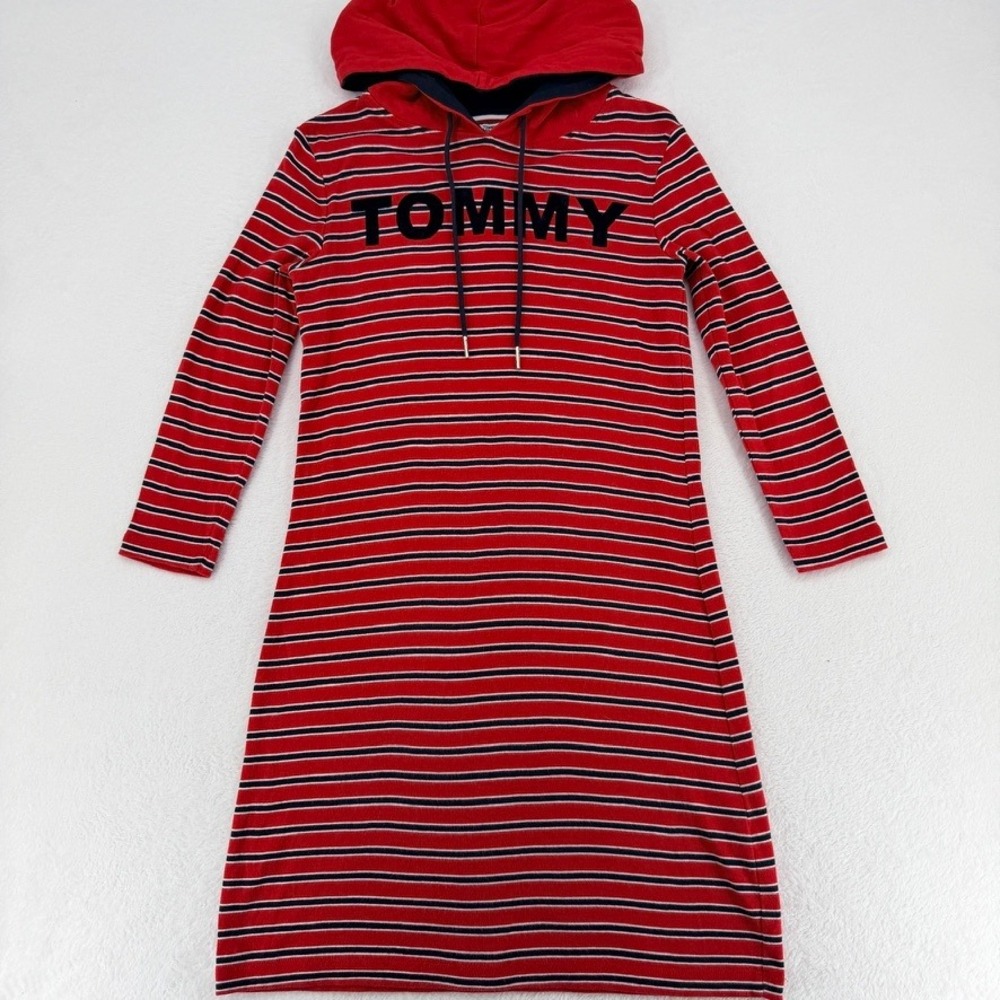 Tommy Hilfiger Striped Hoodie‎ Dress Red Logo XS